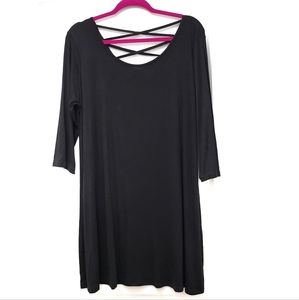 ``T25685 Black Tunic with Crisscross Front